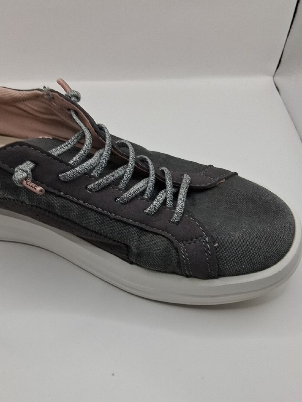 HEY DUDE Gray Lace-Up Sneakers with Pink Accents - Picture 7 of 11